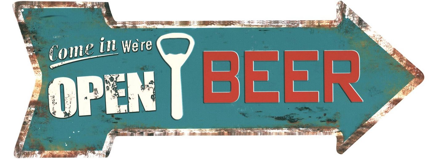 Moritz Metallschild Blechschild Beer Come in We`re Open, 20 x 50cm Vintage Retro Deko Schild Metallschild Wandbild Schild von Moritz