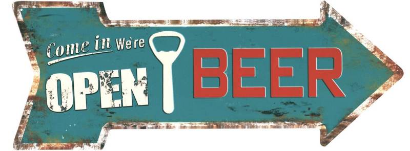 Moritz Metallschild Blechschild Beer Come in We`re Open, 20 x 50cm Vintage Retro Deko Schild Metallschild Wandbild Schild von Moritz