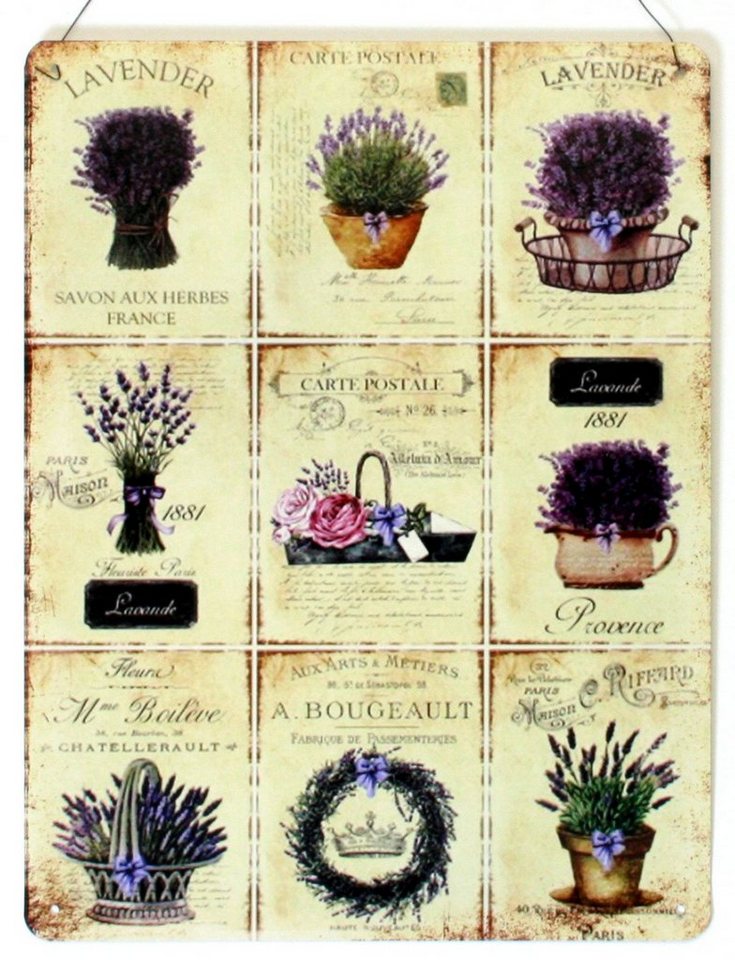 Moritz Metallschild Blechschild Blumen Lavendel Dekorationen, (Einzeln), 25 x 33cm Vintage Retro Deko Schild Metallschild Wandbild Schild von Moritz