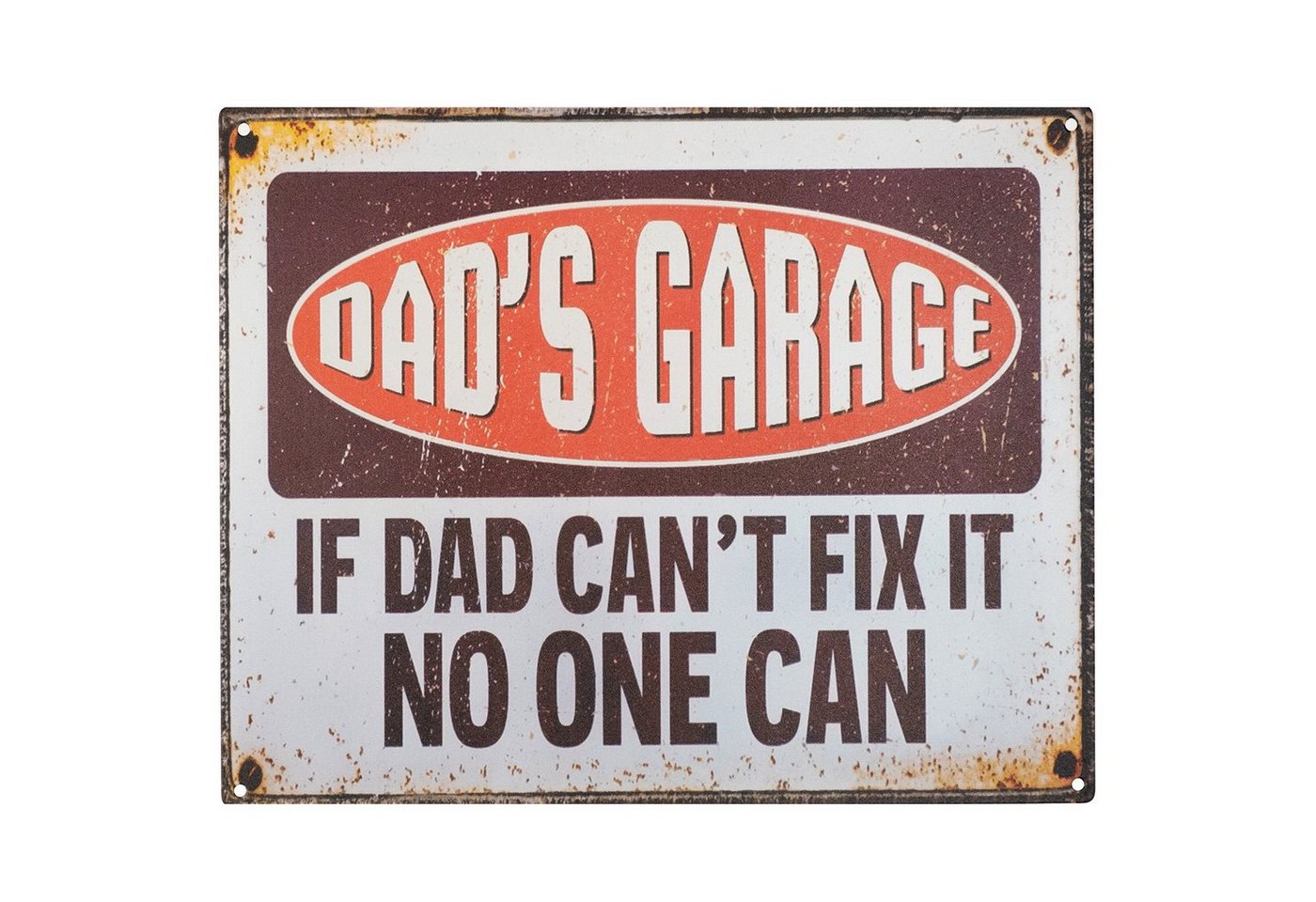 Moritz Metallschild Blechschild DAD´S GARAGE If Dad Can´t Fix It No One Can, Blechschild 25 x 20 cm Retro Vintage Wand Schild Blechschilder Küche von Moritz