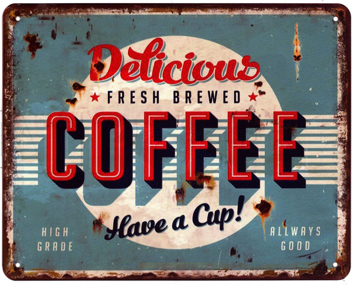 Moritz Metallschild Blechschild Delicious fresh brewed Coffee, 20 x 25cm Vintage Retro Deko Schild Metallschild Wandbild Schild von Moritz