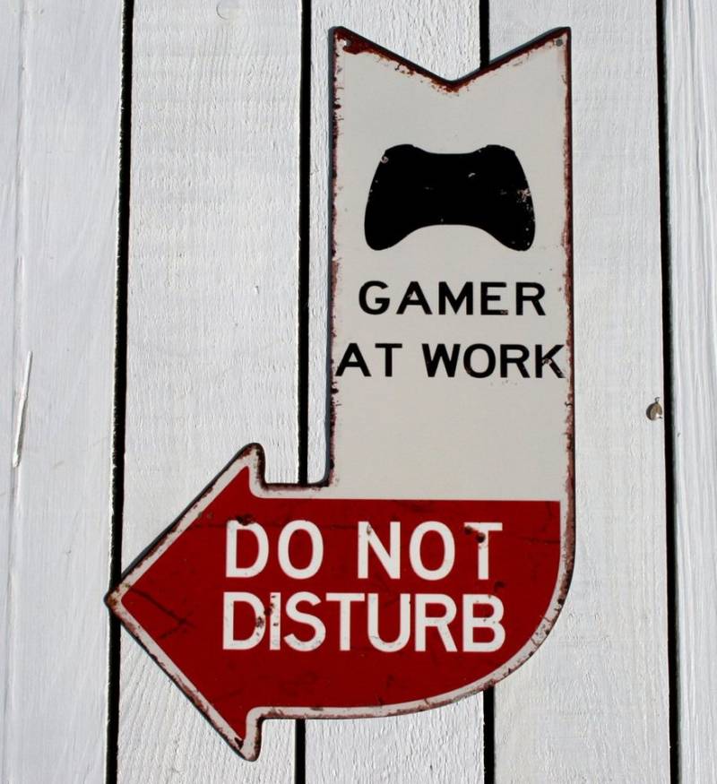 Moritz Metallschild Blechschild Gamer at Work Pfeil, (Einzeln), 40 x 25cm Vintage Retro Deko Schild Metallschild Wandbild Schild von Moritz
