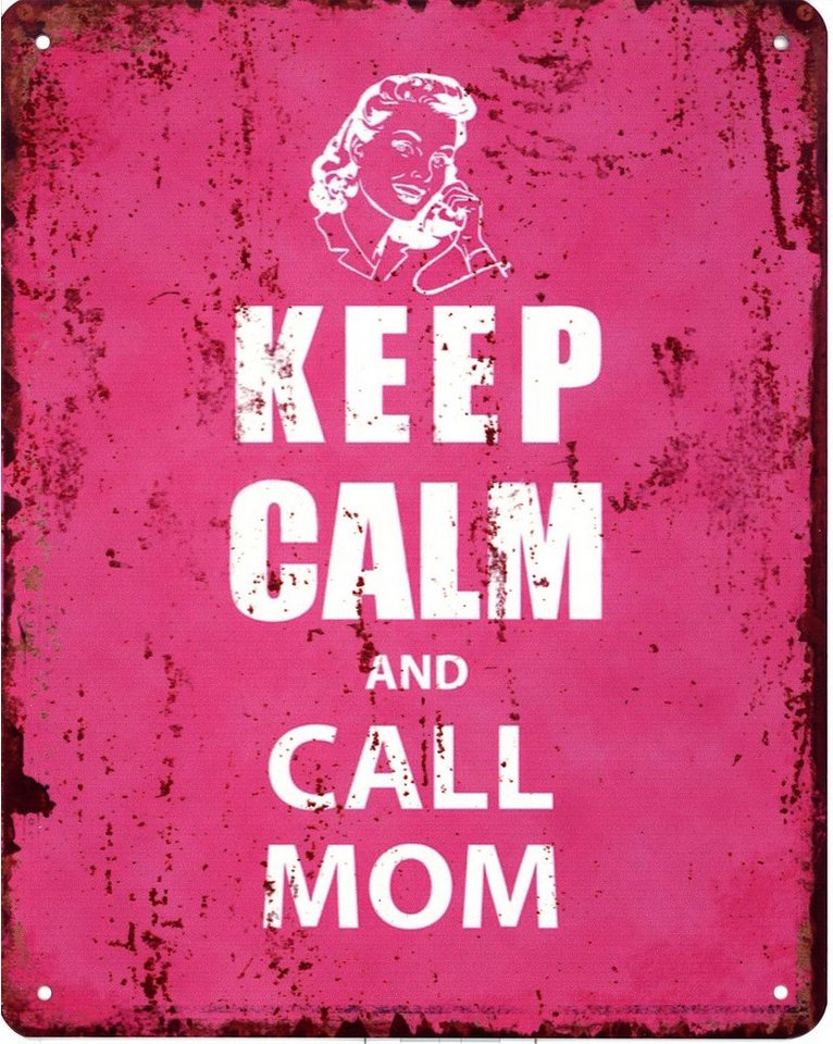 Moritz Metallschild Blechschild Keep Calm and Call Mom, (Einzeln), 20 x 25cm Vintage Retro Deko Schild Metallschild Wandbild Schild von Moritz