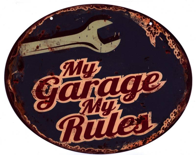 Moritz Metallschild Blechschild My Garage My Rules Werkstatt, (Einzeln), 20 x 25cm Vintage Retro Deko Schild Metallschild Wandbild Schild von Moritz