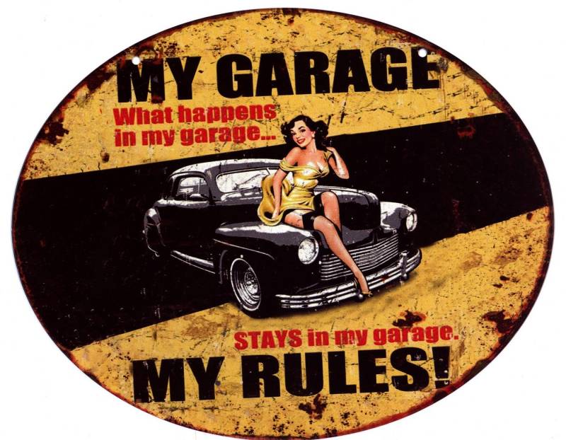 Moritz Metallschild Blechschild My Garage My Rules Werkstatt, (Einzeln), 20 x 25cm Vintage Retro Deko Schild Metallschild Wandbild Schild von Moritz