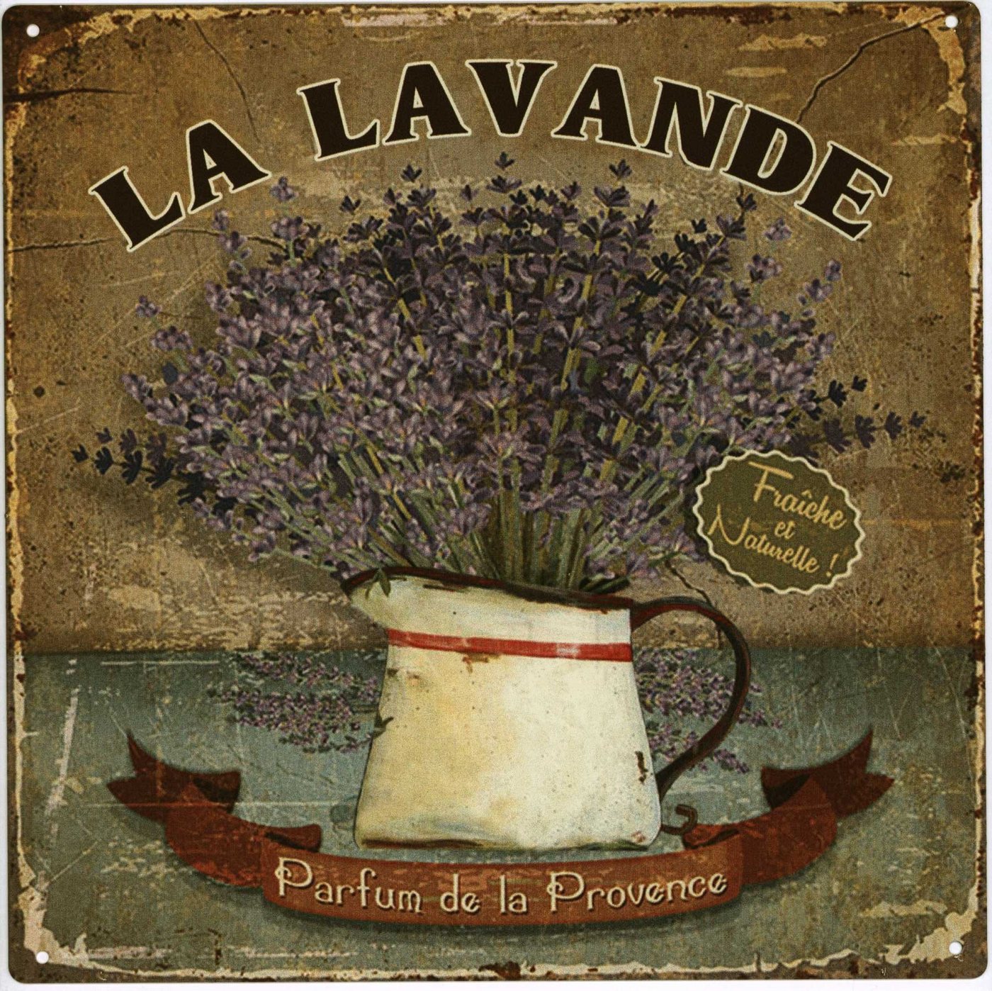 Moritz Metallschild Blechschild Q8198 Lavande Parfume Lavendel 30 x 30, (Einzeln), 30 x 30 cm Vintage Retro Deko Schild Metallschild Wandbild Schild von Moritz