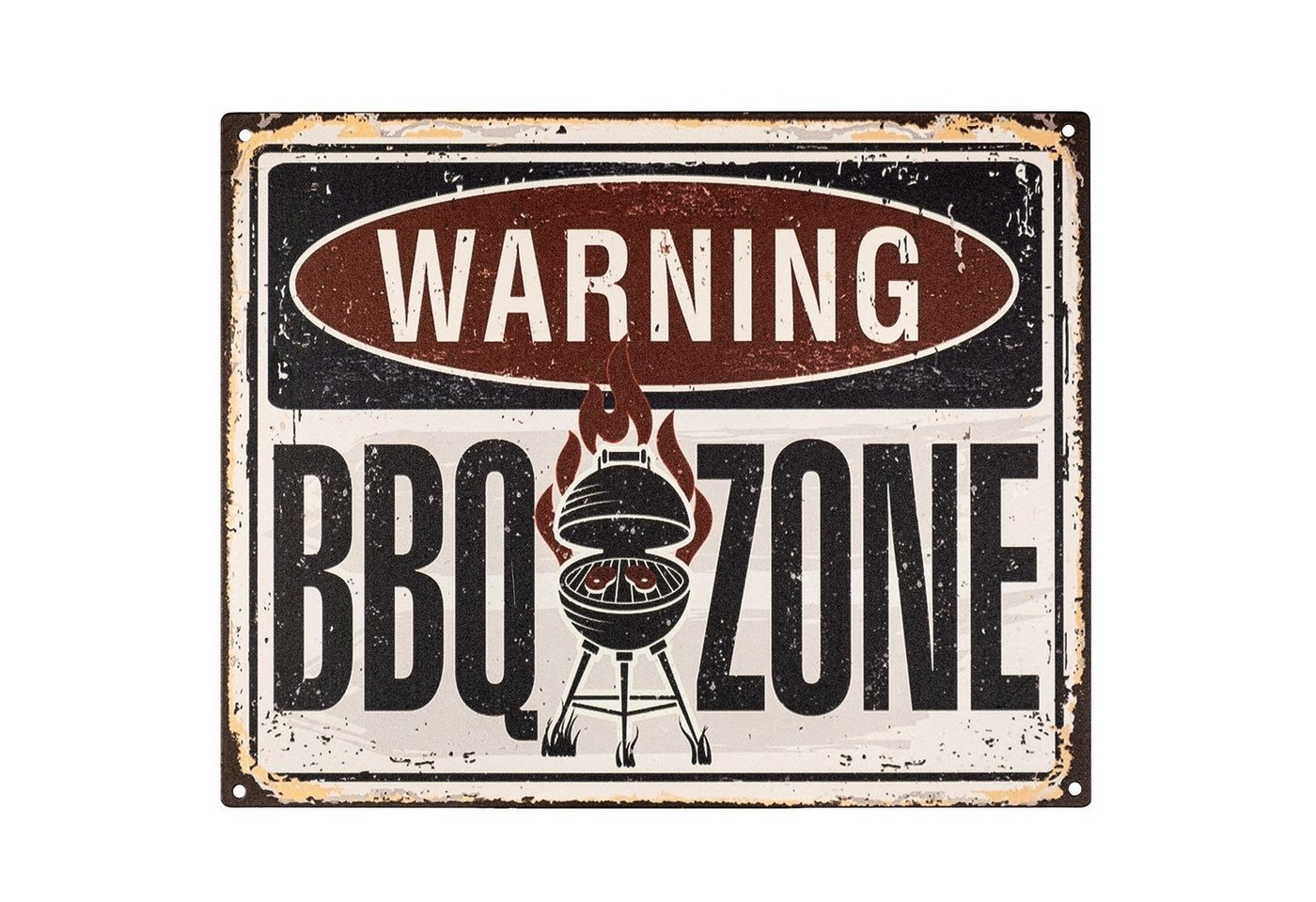 Moritz Metallschild Blechschild WARNING BBQ Zone Grill, Blechschild 25 x 20 cm Retro Vintage Wand Schild Blechschilder Küche von Moritz