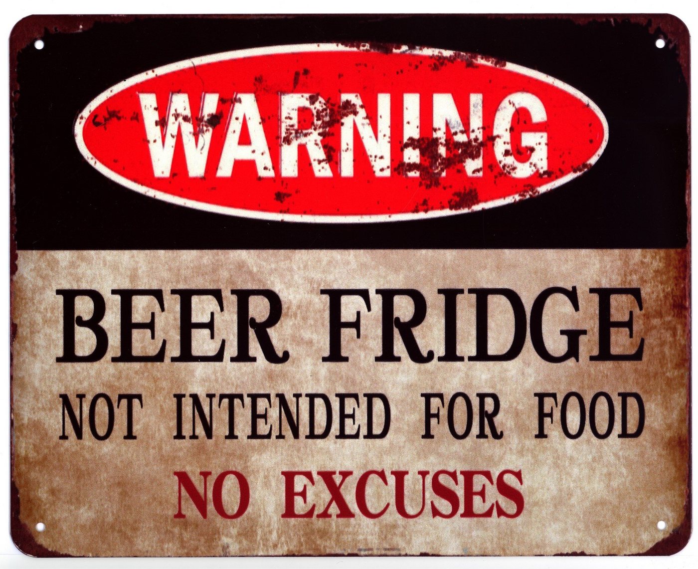 Moritz Metallschild Blechschild Warning Beer Fridge Not Intended for Food, (Einzeln), 20 x 25cm Vintage Retro Deko Schild Metallschild Wandbild Schild von Moritz