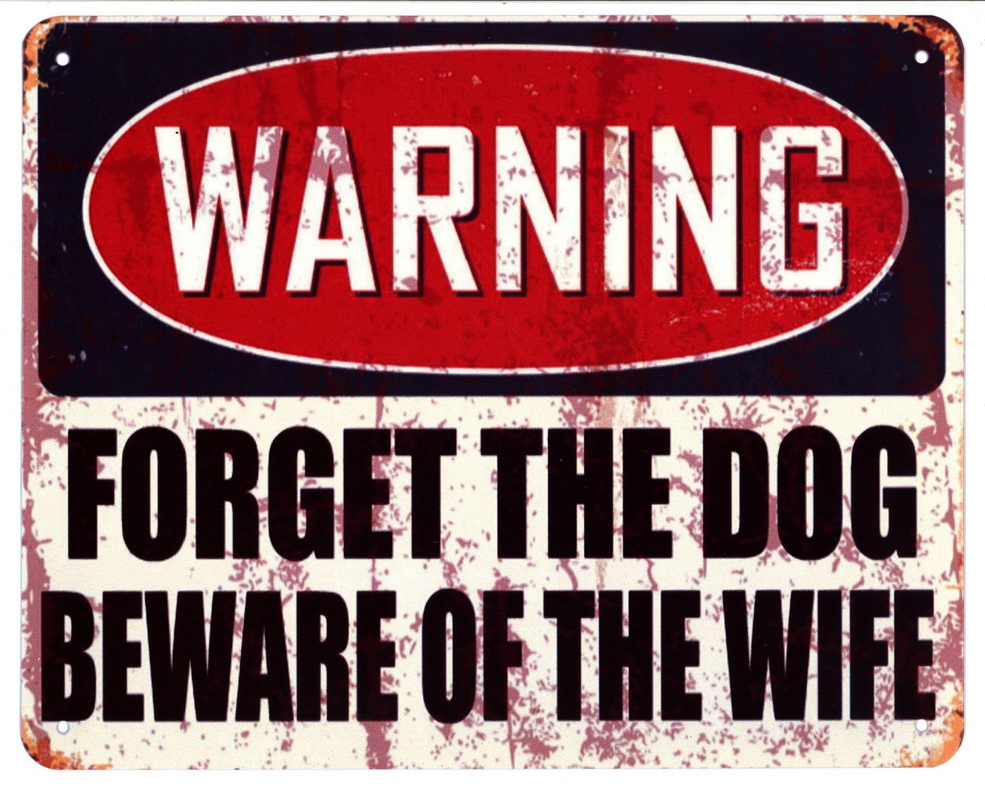 Moritz Metallschild Blechschild Warning Forget The Dog Beware of the Wife, (Einzeln), 20 x 25cm Vintage Retro Deko Schild Metallschild Wandbild Schild von Moritz