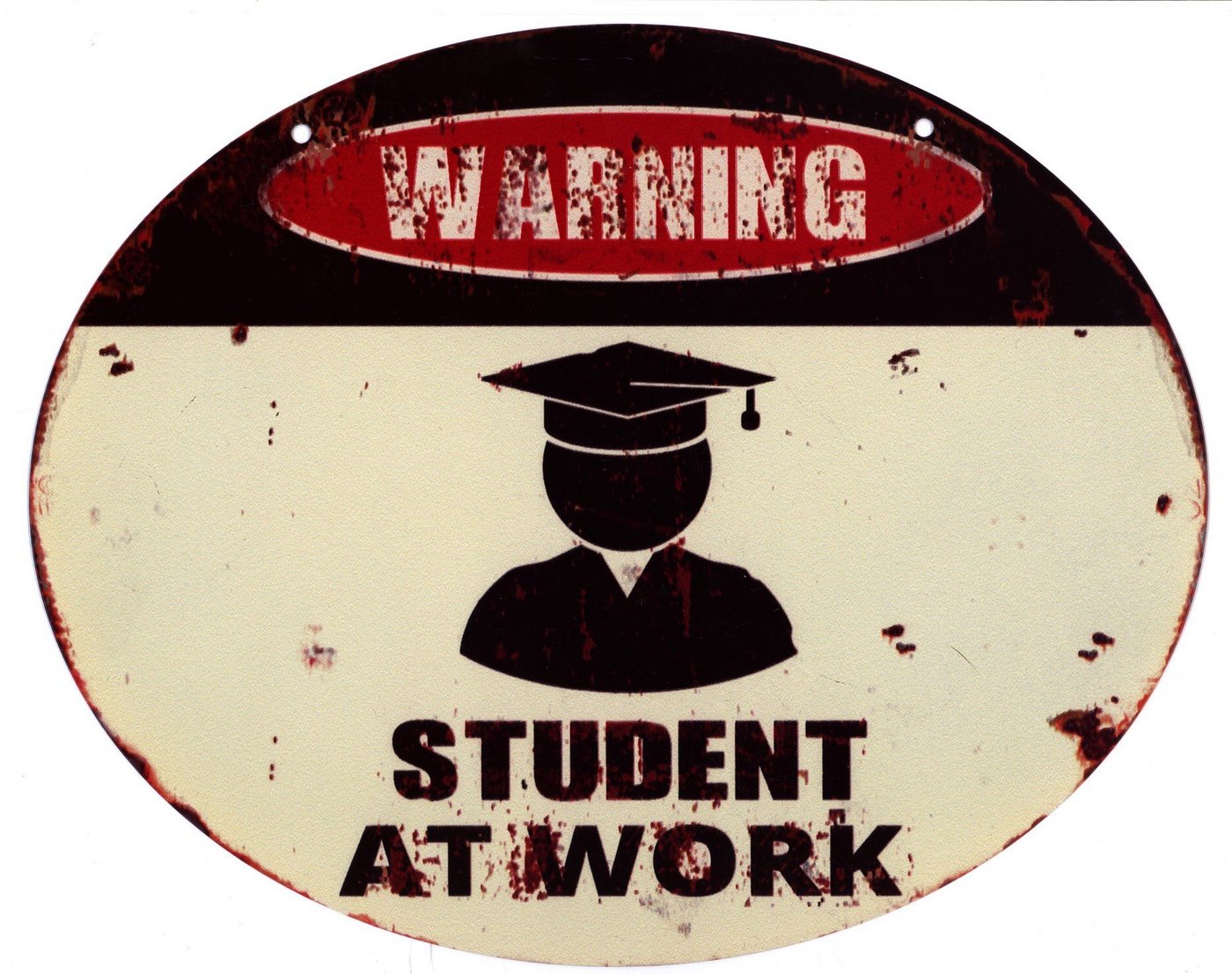 Moritz Metallschild Blechschild Warning Student at Work, (Einzeln), 20 x 25cm Vintage Retro Deko Schild Metallschild Wandbild Schild von Moritz