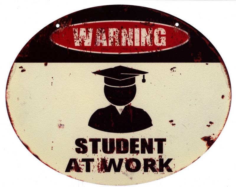 Moritz Metallschild Blechschild Warning Student at Work, (Einzeln), 20 x 25cm Vintage Retro Deko Schild Metallschild Wandbild Schild von Moritz