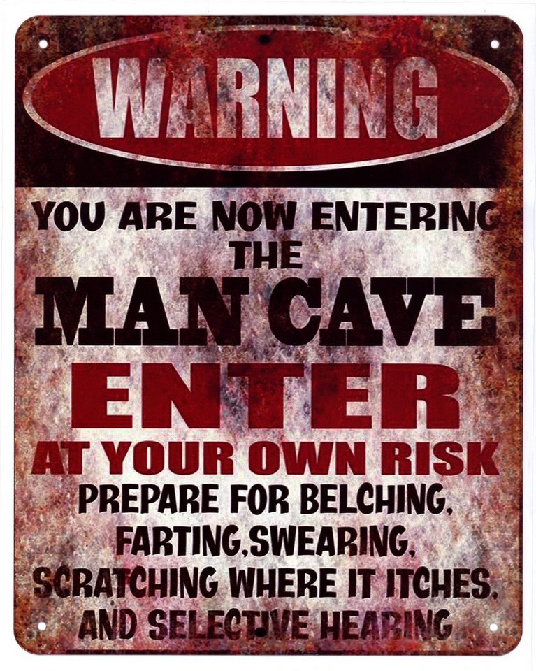 Moritz Metallschild Blechschild Warning You are now entering the MAN CAVE, (Einzeln), 20 x 25cm Vintage Retro Deko Schild Metallschild Wandbild Schild von Moritz