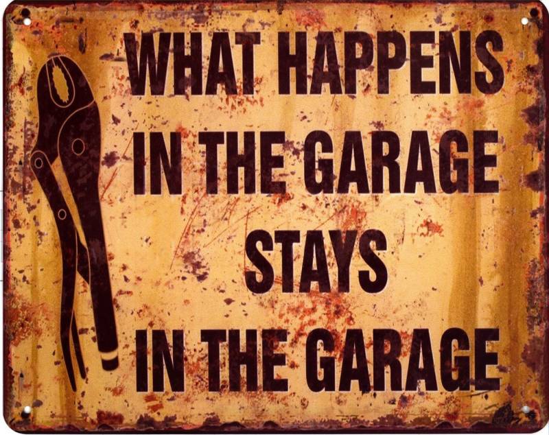 Moritz Metallschild Blechschild What happens Garage, (Einzeln), 20 x 25cm Vintage Retro Deko Schild Metallschild Wandbild Schild von Moritz