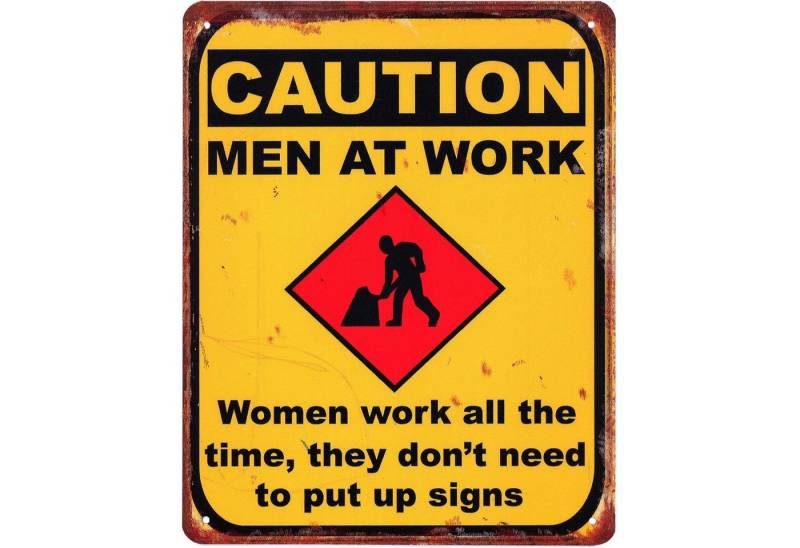 Moritz Metallschild Blechschild Caution Men at Work, (Einzeln), 20 x 25 cm Vintage Retro Deko Schild Metallschild Wandbild Schild von Moritz
