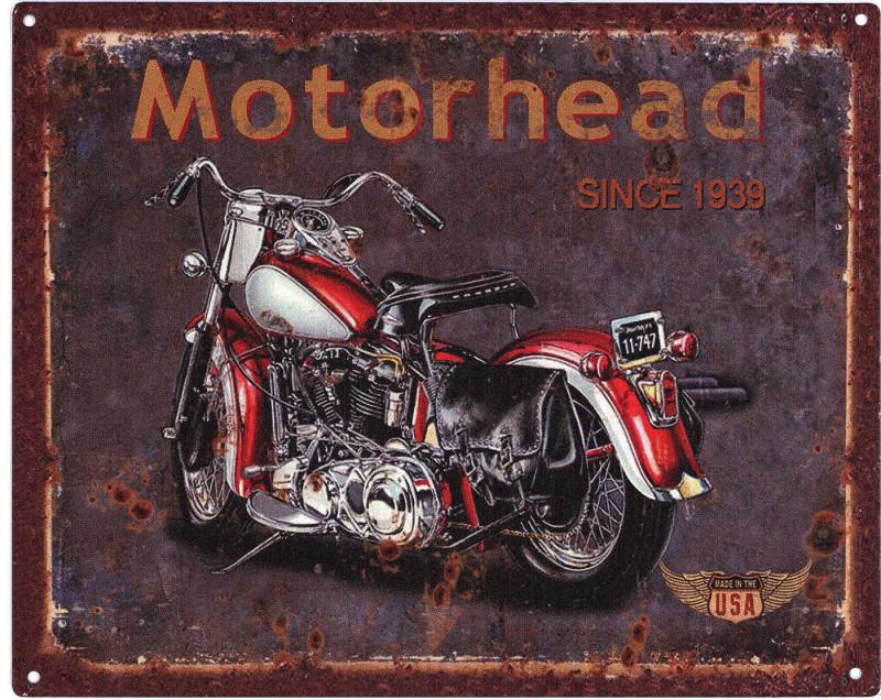 Moritz Metallschild Blechschild Motorhead Since 1939, (Einzeln), 20 x 25 cm Vintage Retro Deko Schild Metallschild Wandbild Schild von Moritz