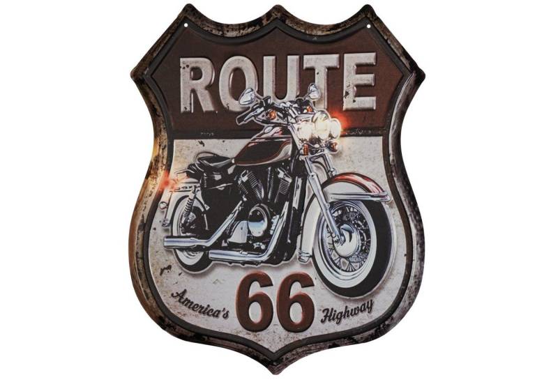 Moritz Metallschild Route 66 Straßenschild Motorrad, Blechschild 40 x 50 cm Retro Vintage Wand Schild Küche von Moritz