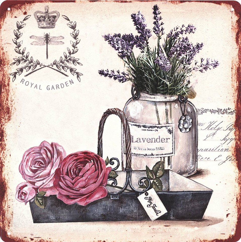 Moritz Metallschild Royal Garden Lavender Lavendel, (Einzeln), 30 x 30 cm Vintage Retro Deko Schild Metallschild Wandbild Wanddeko Schild Deko Spruch von Moritz