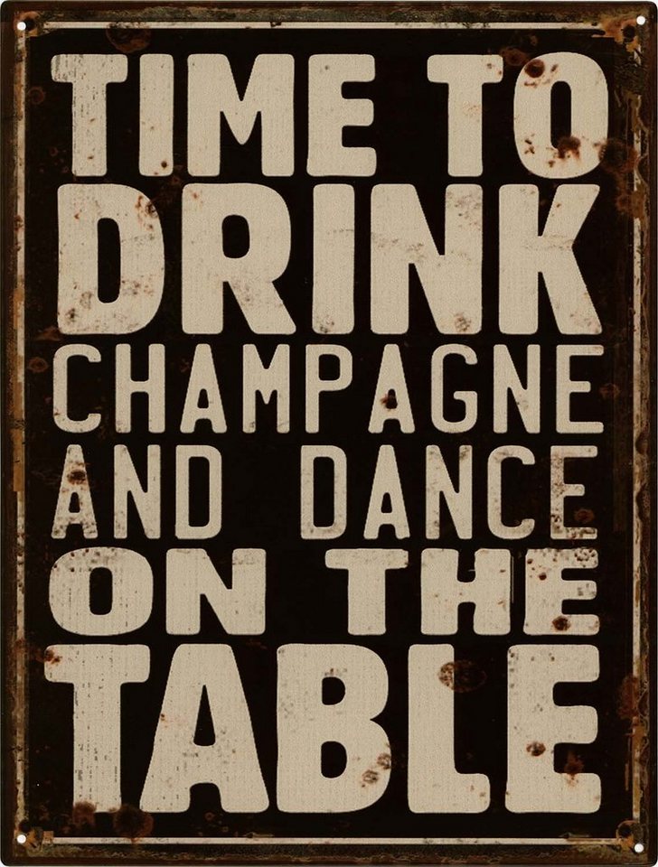 Moritz Metallschild Blechschild Time to Drink I Zeit zu trinken, (Einzeln), 25 x 33 cm Vintage Retro Deko Schild Metallschild Wandbild Schild von Moritz