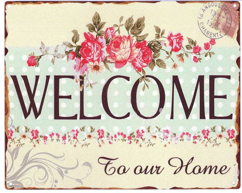 Moritz Metallschild Blechschild Welcome to our Home, (Einzeln), 20 x 25 cm Vintage Retro Deko Schild Metallschild Wandbild Schild von Moritz