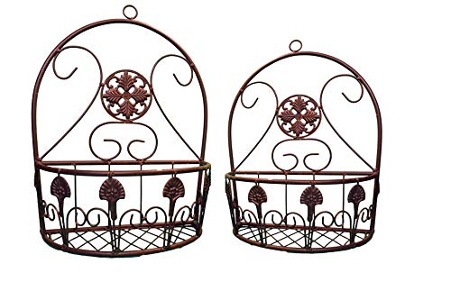 Moritz Pflanzkorb 2er Set zum Aufhängen antik braun aus Metall Hängekorb Pflanztopf Blumentopf Wandkorb für Indoor/Outdoor von Moritz