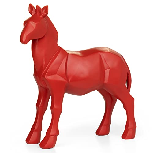 Moritz Polygonal Deko Pferd Ponny Fohlen Dekoration rot Geschenk Geometrische Figuren Modern Dekor Skulptur Statue Tier von Moritz