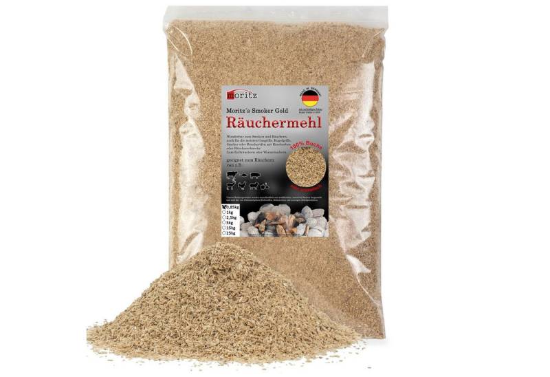 Moritz Räucherbox 0,85kg Räuchermehl Buche fein 0,5 -1 mm Räucher Mehl Späne für Schnecke Sparbrand Spirale Fisch Fleisch von Moritz