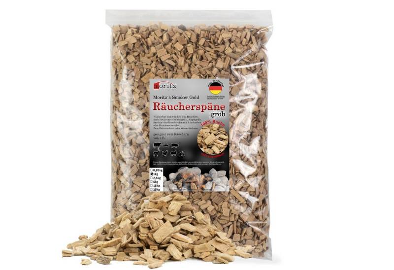 Moritz Räucherbox 1kg Räucherspäne Buche grob 6 -12 mm Räucher Mehl Späne für Schnecke Sparbrand Spirale Fisch Fleisch von Moritz
