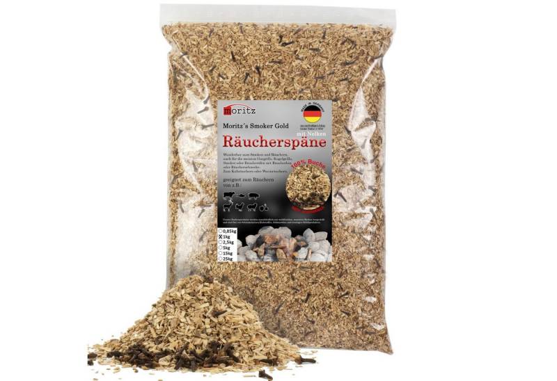 Moritz Räucherbox 1kg Räucherspäne Buche mit Nelke fein 0,75 -2 mm zum smoken, räuchern/kalträuchern von Fleisch, Fisch, Gemüse geeignet Moritz Räucherbox 1kg Räucherspäne Buche mit Nelke fein 0,75 -2 mm zum smoken, räuchern/kalträuchern von Fleisch, Fisch, Gemüse geeignet von Moritz