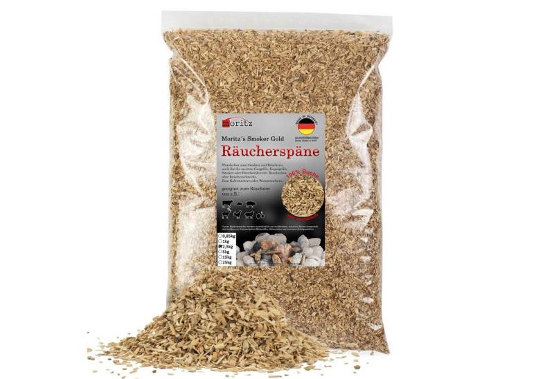 Moritz Räucherbox 2,5kg Räucherspäne Buche fein 0,75 -2 mm Räucher Mehl Späne für Schnecke Sparbrand Spirale Fisch Fleisch von Moritz
