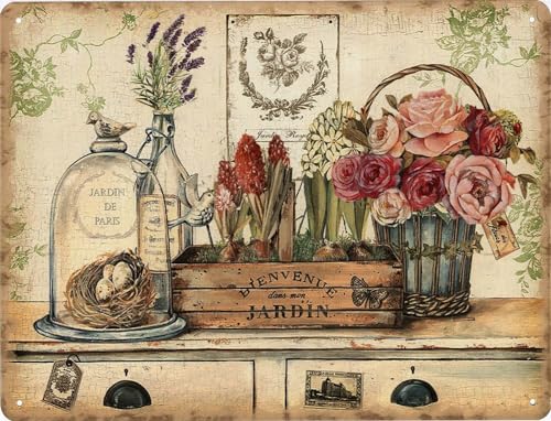Moritz Retro Deko Blechschild Blumentöpfe Jardin de Paris Geschenk-Idee aus Metall Vintage-Design zur Dekoration von Moritz