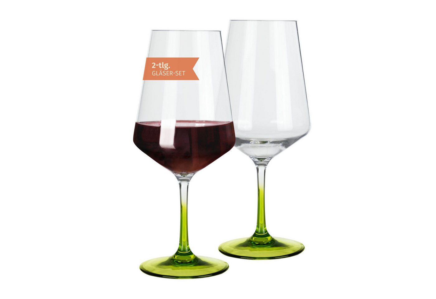 Moritz Rotweinglas Milano Rotweinglas green line 2er Set – Polycarbonat 580 ml bruchfest von Moritz