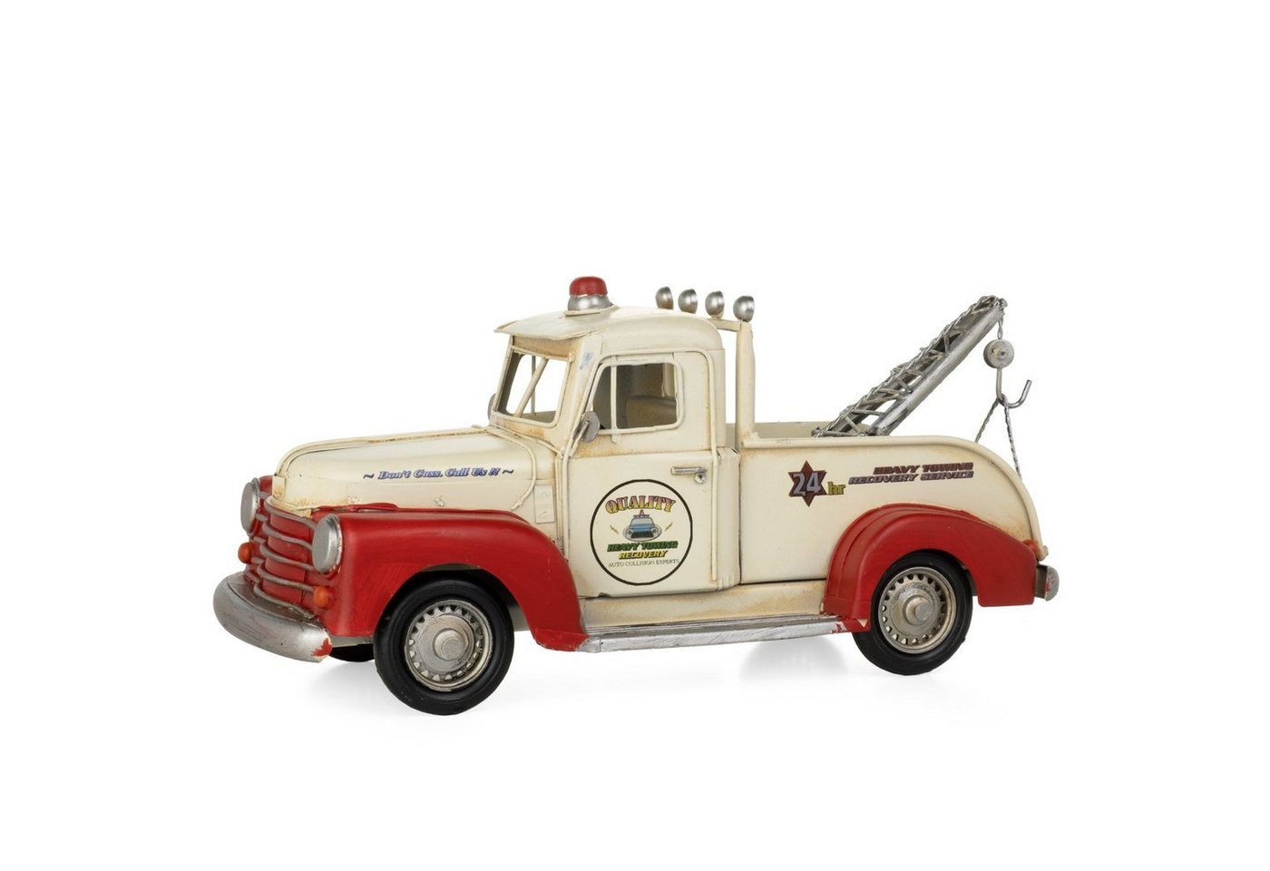 Moritz Dekoobjekt Blech-Deko Auto Abschleppfahrzeug weiß rot, Modell Nostalgie Antik-Stil Retro Blechmodell Miniatur Nachbildung Moritz Dekoobjekt Blech-Deko Auto Abschleppfahrzeug weiß rot, Modell Nostalgie Antik-Stil Retro Blechmodell Miniatur Nachbildung von Moritz