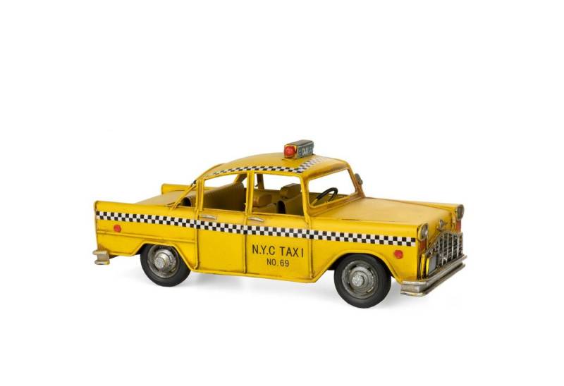 Moritz Dekoobjekt Blech-Deko Auto Taxi gelb, Modell Nostalgie Antik-Stil Retro Blechmodell Miniatur Nachbildung von Moritz