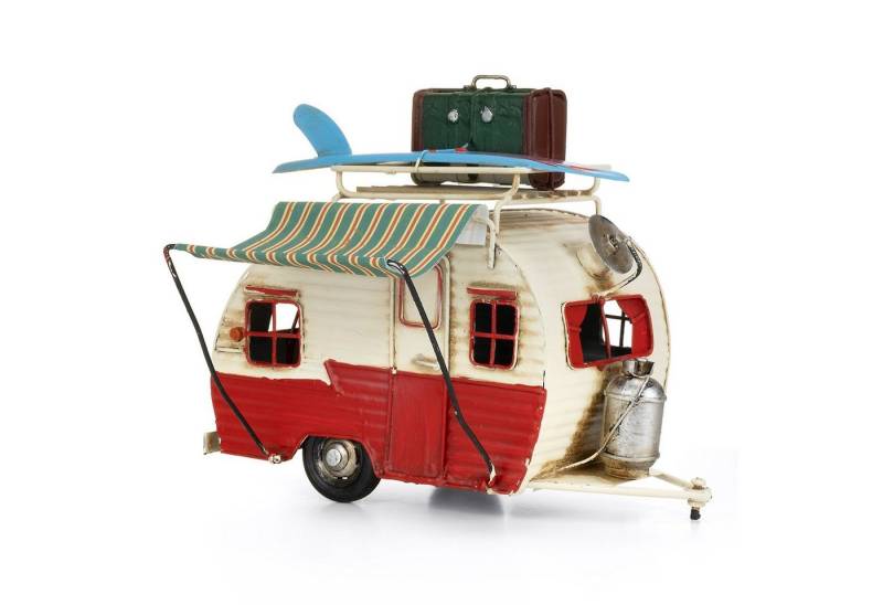 Moritz Dekoobjekt Blech Wohnwagen rot / weiß Retro von Moritz