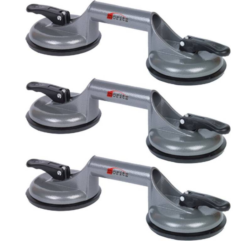 Moritz Saugheber mit 2 Saugnäpfen grau, max. 100 kg Traglast, 2-tlg.], Set, Glasheber Glassauger Plattenheber Saughalter Vakuumheber Gummisauger von Moritz