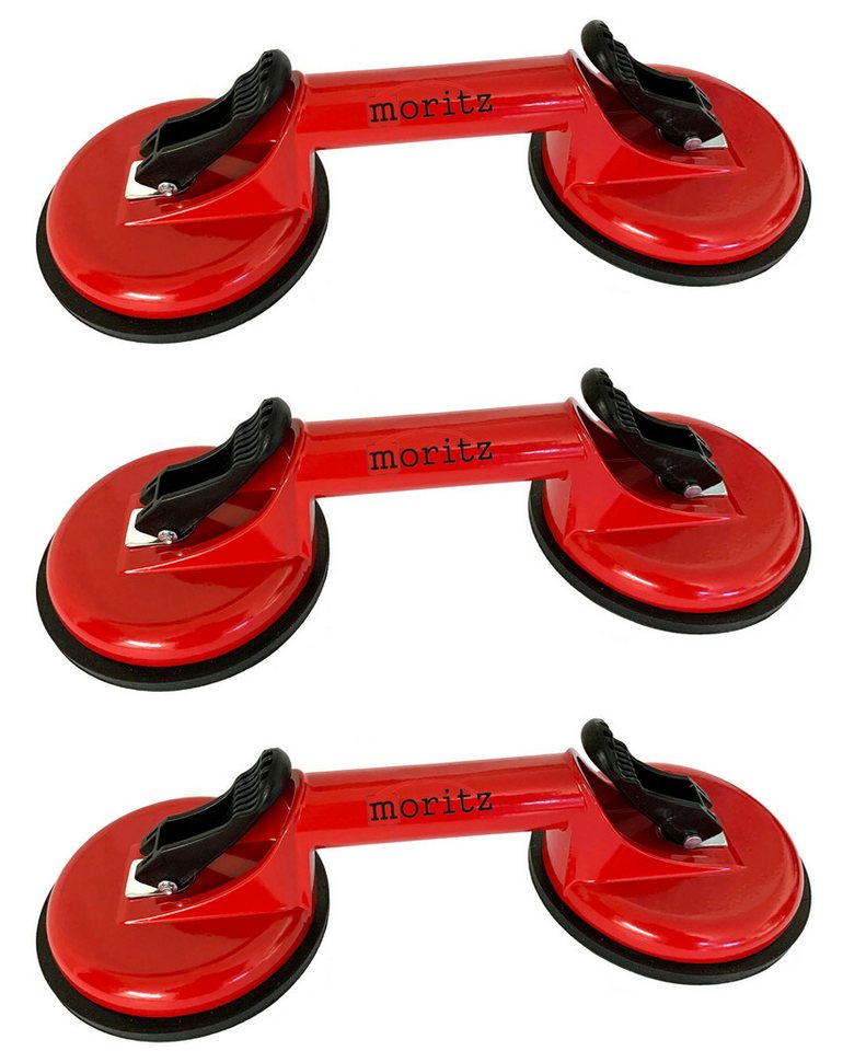 Moritz Saugheber mit 2 Saugnäpfen rot, max. 100 kg Traglast, 2-tlg.], Set, Glasheber Glassauger Plattenheber Saughalter Vakuumheber Gummisauger von Moritz