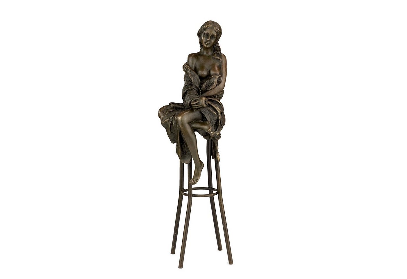 Moritz Dekofigur Bronzefigur Frau auf einem Barhocker, Bronzefigur Figuren Skulptur für Regal Vitrine Schreibtisch Deko von Moritz