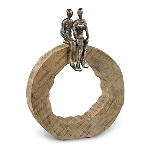 Moritz Skulptur Be Together I 39 x 28 x 7 cm I schwarz-Gold I Dekoration Holz Metall zum Hinstellen I Dekoartikel aus Holz I Wohndeko modern I Dekoration I Schreibtisch Deko I Deko Skulpturen von Moritz