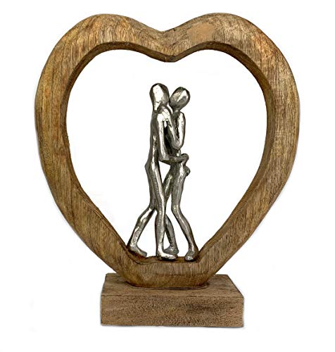 Moritz Skulptur Couple in Love I Herz Liebe I 32 x 9 x 35 cm I Liebespaar Päarchen I Verliebt Sein I schöne Holz Deko Figur I Wohnzimmer Dekoration Tisch Deko Figur modern von Moritz