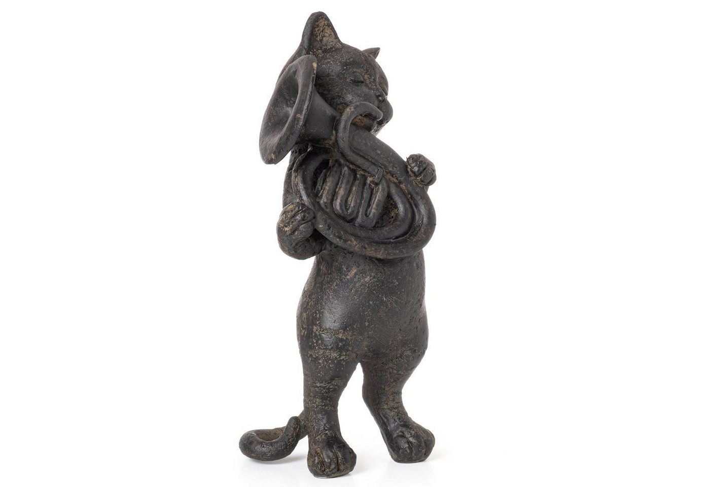 Moritz Dekofigur Deko Figur Katze mit Tuba Instrument, Katzen Dekofigur Skulptur Figur Dekoration Statue Gartenfigur Kätzchen von Moritz