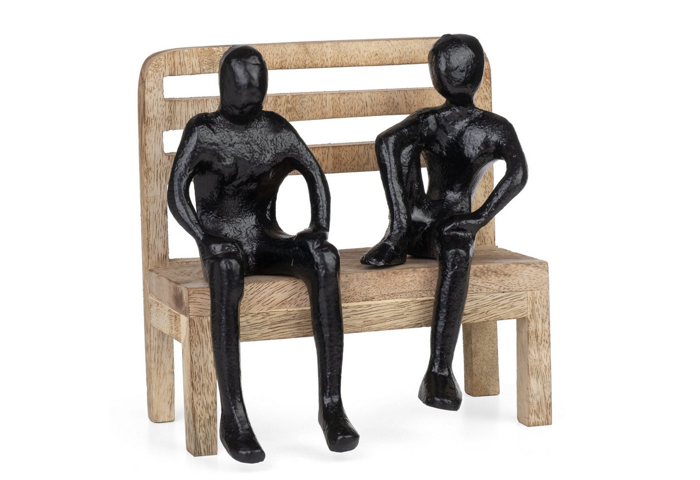 Moritz Skulptur Dekofigur 2 Personen auf Holzbank aus Aluminium, Holz, Tischdeko, Fensterdeko, Wanddeko, Holzdeko, Weihnachtsdeko von Moritz