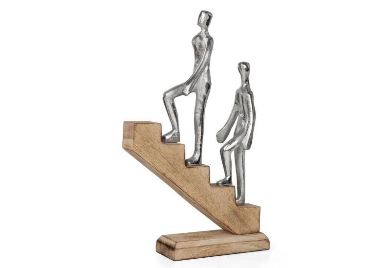 Moritz Skulptur Dekofigur Aufstieg mit 2 Personen aus Aluminium & Holz, Holz, Tischdeko, Fensterdeko, Wanddeko, Holzdeko, Weihnachtsdeko von Moritz