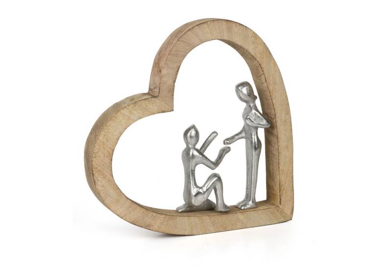 Moritz Skulptur Dekofigur The Promise 28 cm aus Mangoholz und Aluminium Herz Skulptur Moritz Skulptur Dekofigur The Promise 28 cm aus Mangoholz und Aluminium Herz Skulptur von Moritz