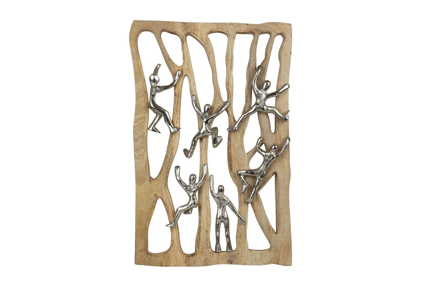 Moritz Skulptur Dekofigur Together We Rise 50,5 cm aus Mangoholz und Aluminium modern von Moritz