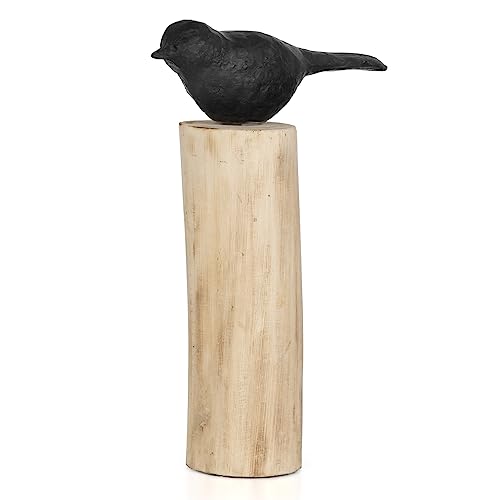 Moritz Skulptur I Vogel auf Baumstammm groß I 20 x 8 x 29,5 cm I Holzdeko I Skulpturen Deko I Modern I Wohnzimmer I aus Holz I Holzskulptur von Moritz