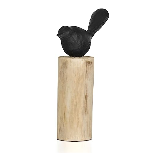 Moritz Skulptur I Vogel auf Baumstammm mittel I 15 x 7 x 27,5 cm I Holzdeko I Skulpturen Deko I Modern I Wohnzimmer I aus Holz I Holzskulptur von Moritz