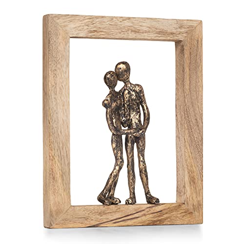 Moritz Skulptur Ich Liebe Dich | Liebespaar | Paar Pärchen | 23 x 3 x 30 cm | schwarz Gold I Figuren Moderne Dekoration | Rahmen zum Aufhängen von Moritz