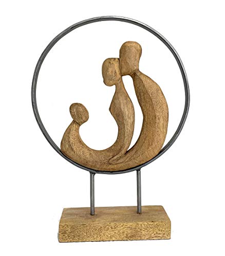 Moritz Skulptur Kreis der Familie 30 x 41,5 x 9,5 cm Family Mutter Vater Kind Dekoration Mangoholz Dekofigur Harmonie Geborgenheit braun von Moritz