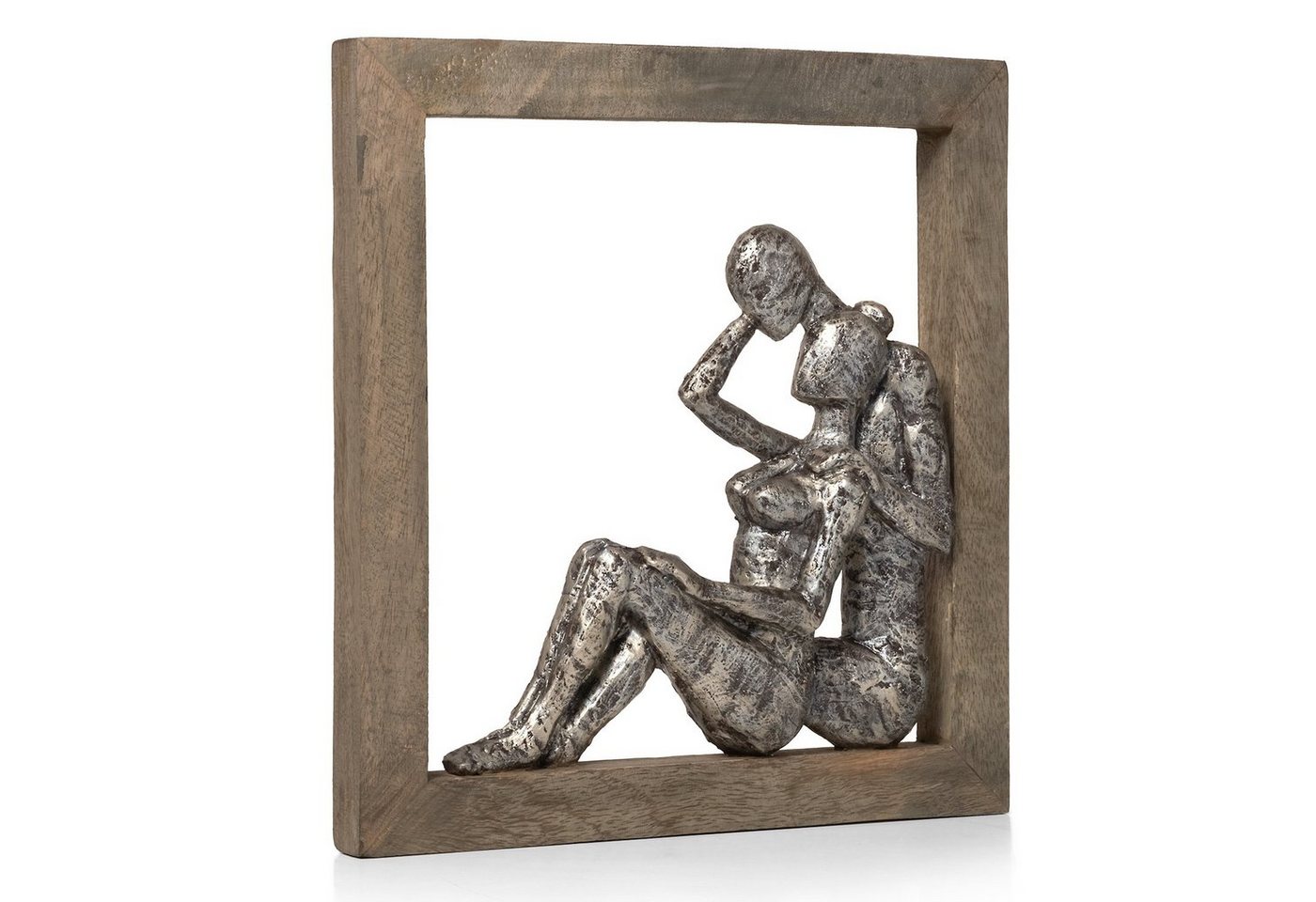 Moritz Skulptur Liebespaar Bilderrahmen 29 x 27 x 3 cm, Dekoobjekt Holz, Tischdeko, Fensterdeko, Wanddeko, Holzdeko von Moritz