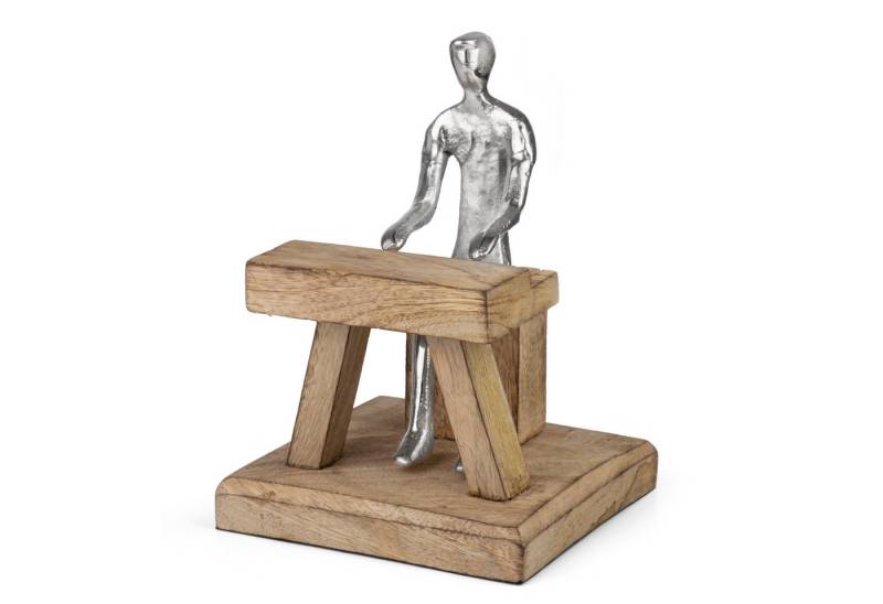Moritz Skulptur Pianist-Figur mit Klavier aus Aluminium auf Holzsockel, Holz, Tischdeko, Fensterdeko, Wanddeko, Holzdeko, Weihnachtsdeko von Moritz